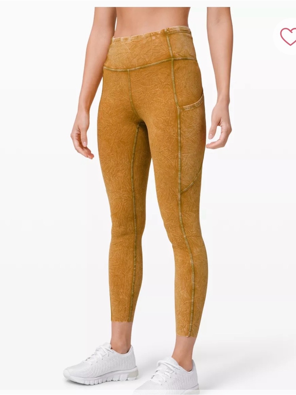 lululemon fast & free tight ll ice dye Mustard Yellow High-Rise Leggings sz 4